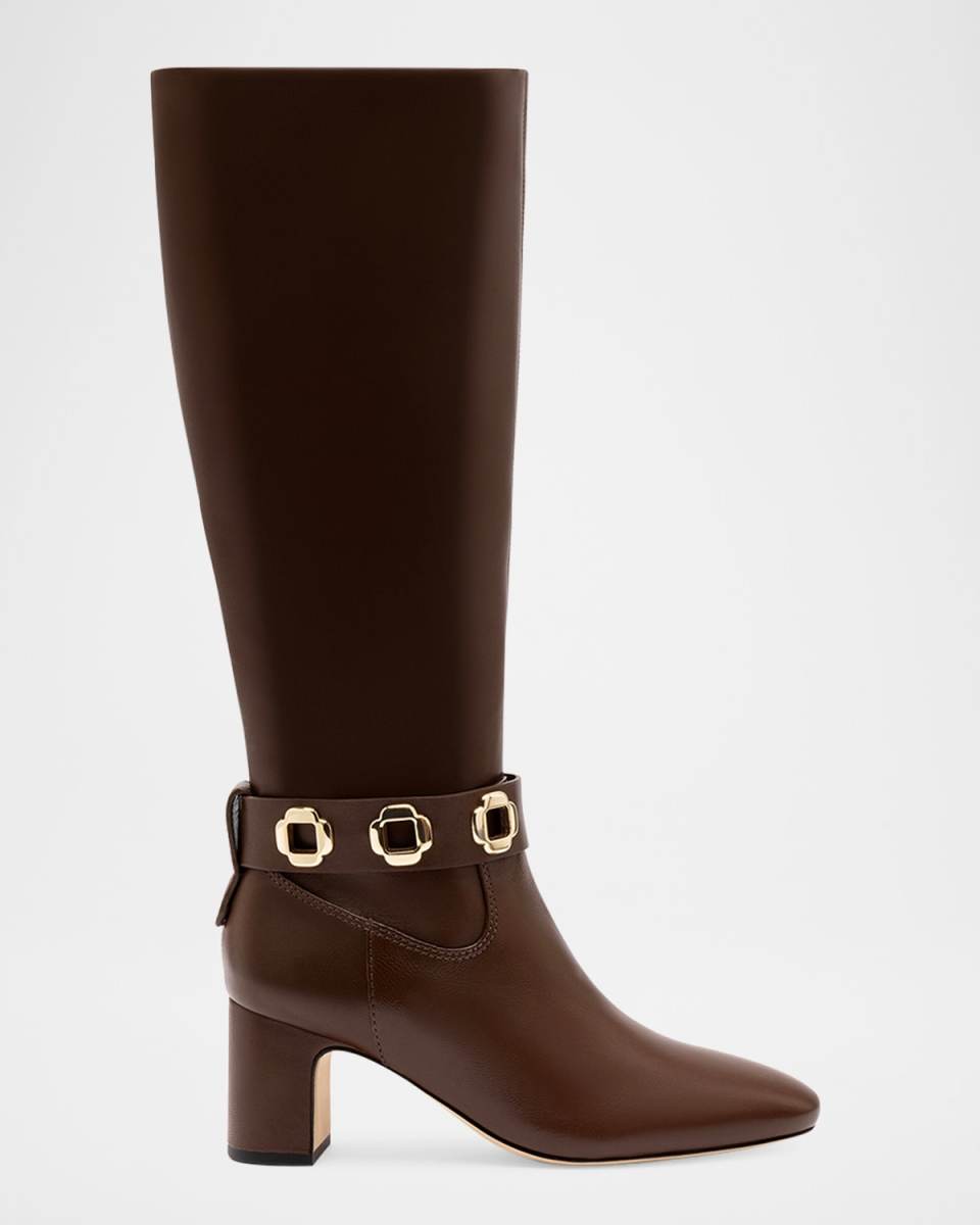 Milan Leather Ankle-Strap Knee Boots